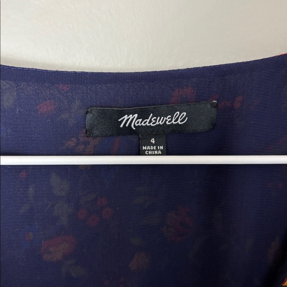 Madewell Navy Ruffle Floral Long Sleeve Dress - 4 - Picture 7 of 12